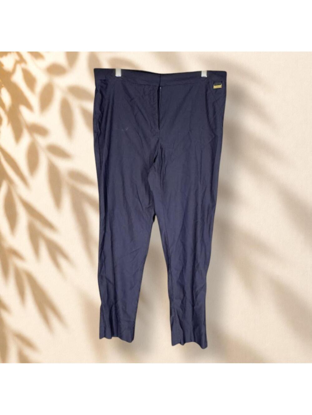 Calvin Klein Pants Women M Medium Blue High Rise Flat Front Straight Rayon Chino